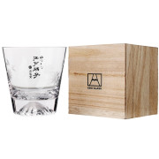 日式富士山玻璃杯連木盒 #2404