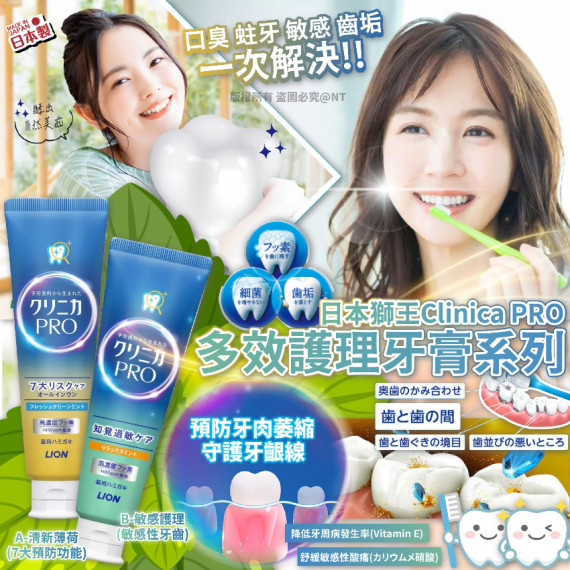 日本製獅王 Clinica Pro預防牙肉萎縮牙膏95g #2404
