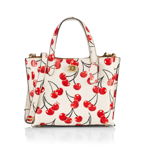 COACH Willow 24 Cherry-Print Leather Tote